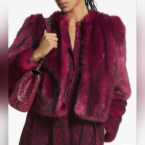 Michael Kors Jackets & Blazers - NWT-$495 MICHAEL KORS Faux Fur Fuchsia Jacket- XL